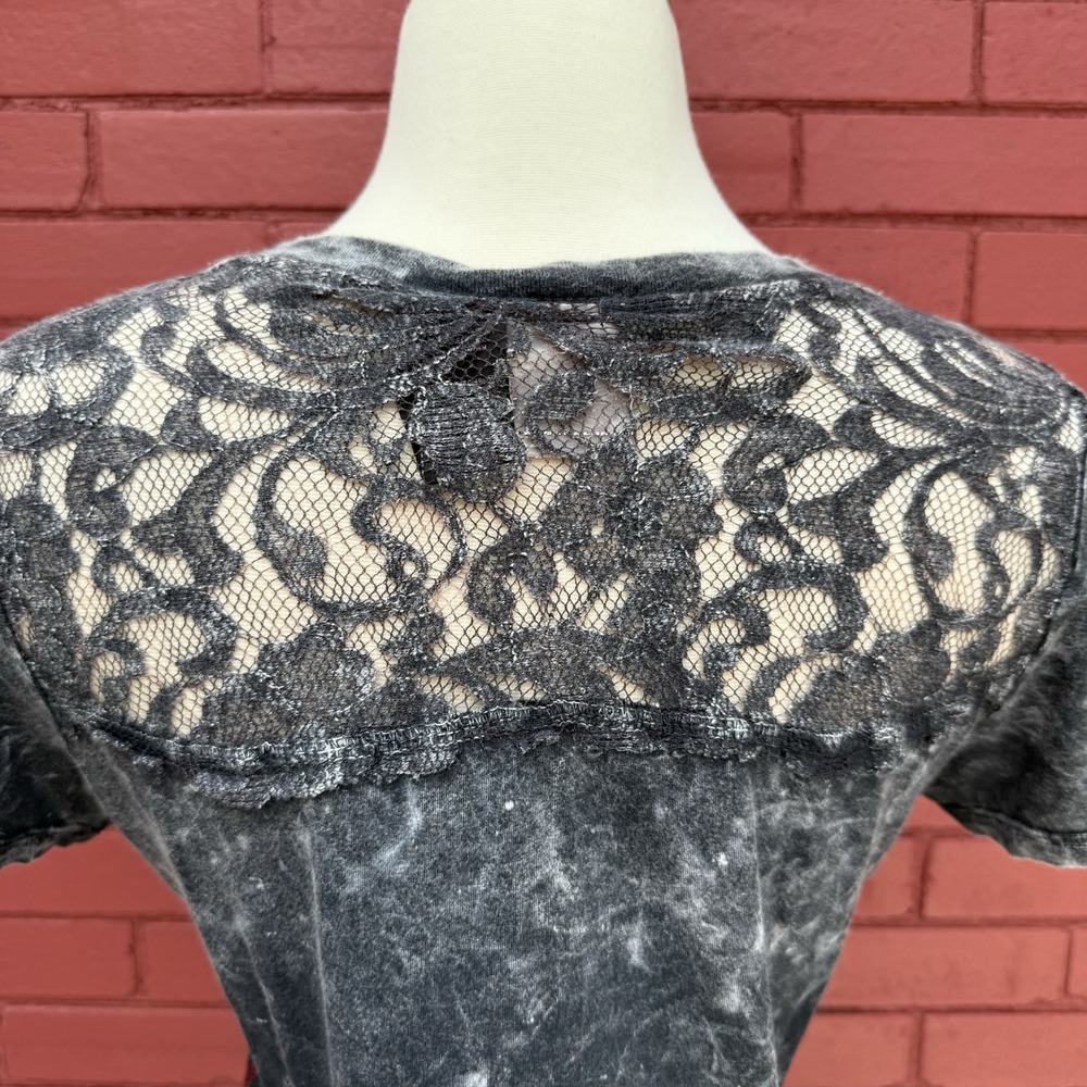 Harley Davidson Loud & Proud‎ Tee Womens Size Small Lace Accent American Flag - Picture 7 of 8